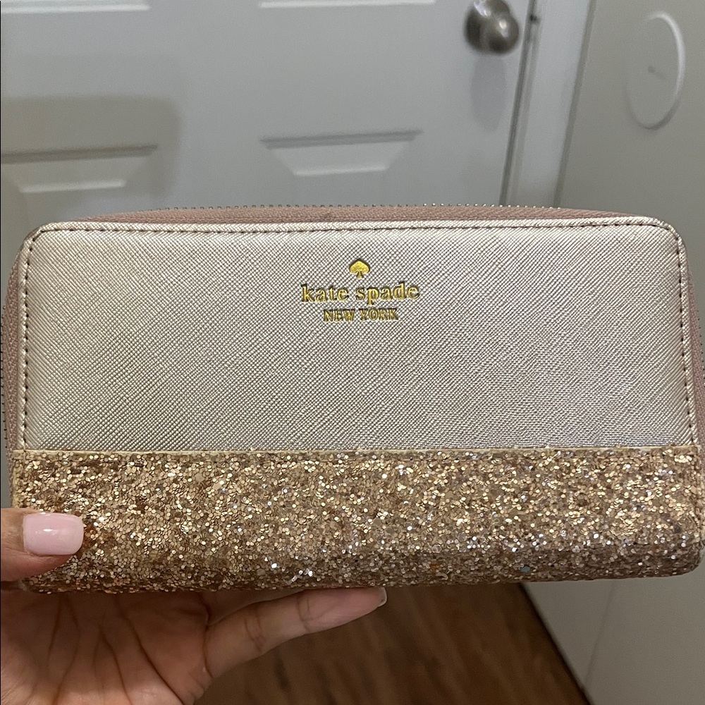 Kate Spade Glittery Gold and Cream Wallet